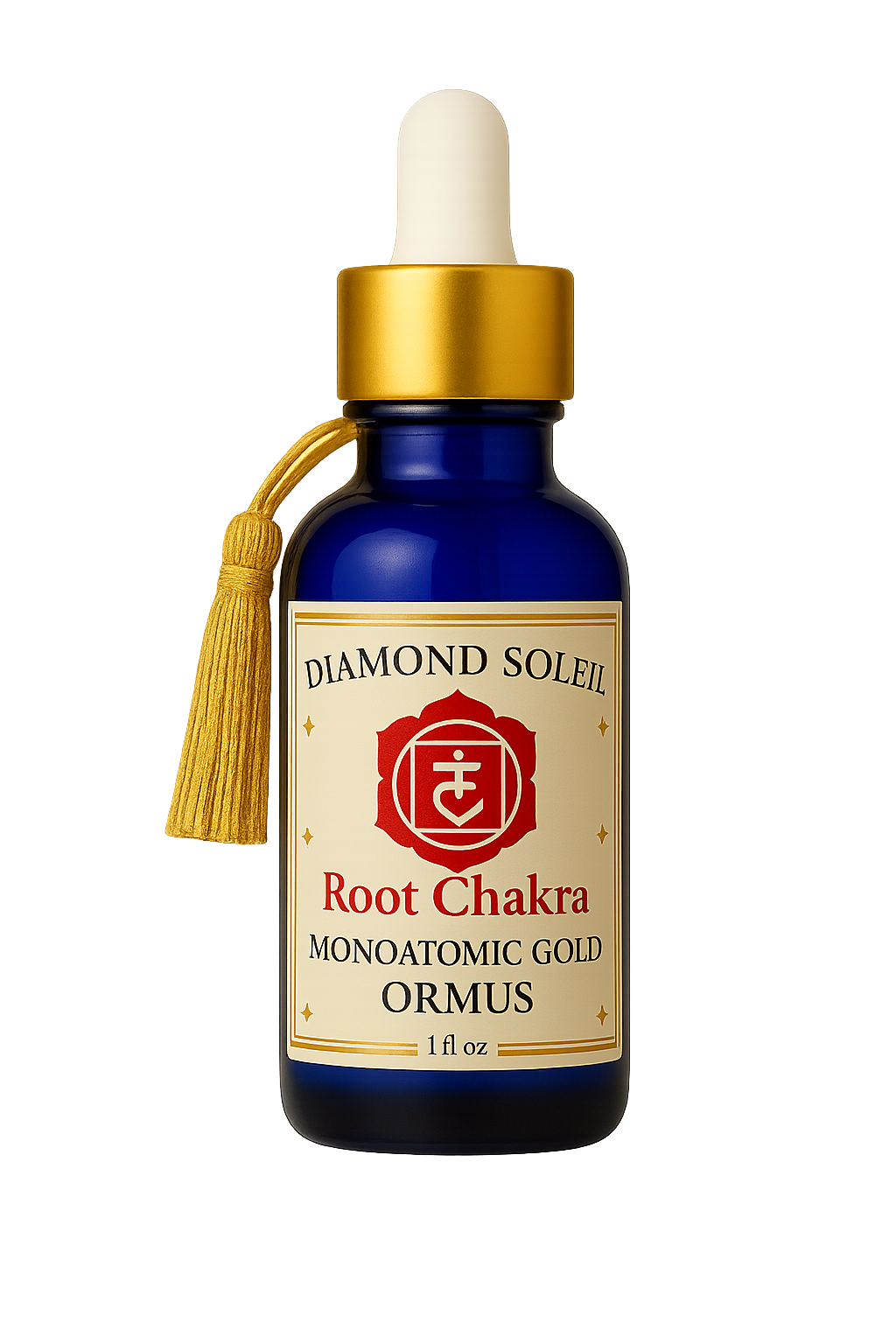 Root Chakra Monoatomic Gold Ormus Elixir by Diamond Soleil – grounds energy, strengthens stability, and supports physical vitality