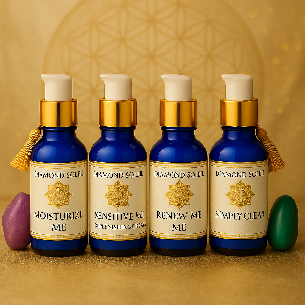 Diamond Soleil Ritual Skincare | 4 Sacred Facial Creams with Monoatomic Gold & Hyaluronic Acid for Every Skin Type