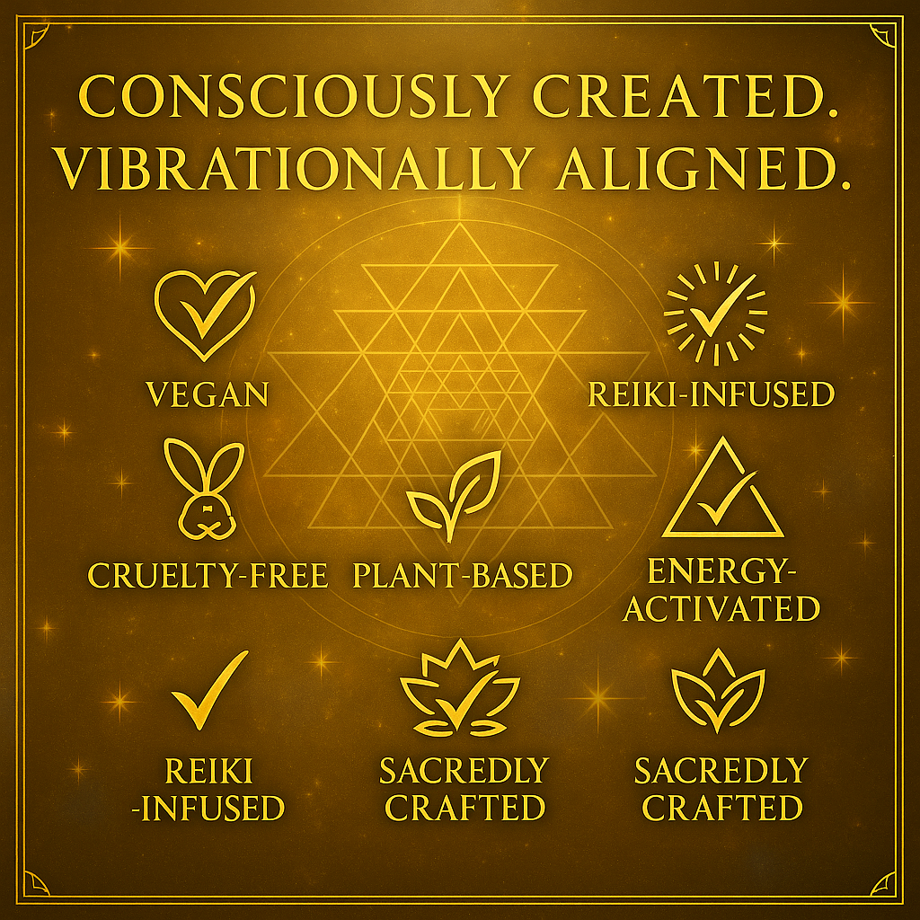 Diamond Soleil Skincare Ingredient Icons – 100% natural, reiki-infused, monoatomic gold, vegan, cruelty-free, vibrationally created skincare