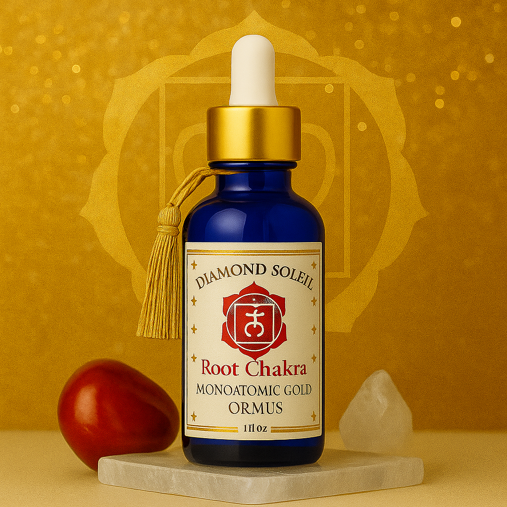 Root Chakra Ormus Elixir | Grounding Energy + Monoatomic Gold + Red Jasper & Tourmaline for Stability & Strength