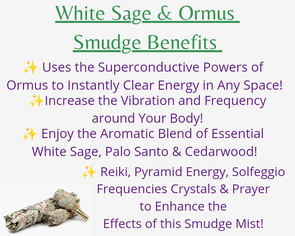 White Sage Smudge Spray w/ Monoatomic Gold Ormus - Energy Cleansing & Protection